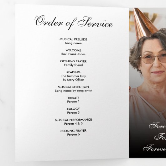 Programme Trois Volets Modern Script 7-Photo Trifold Funeral Program (Intérieur en premier)