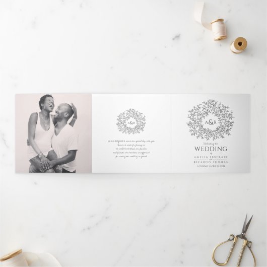 Programme Trois Volets Mono monogramme art histoire dévouement photo mari (Extérieur)