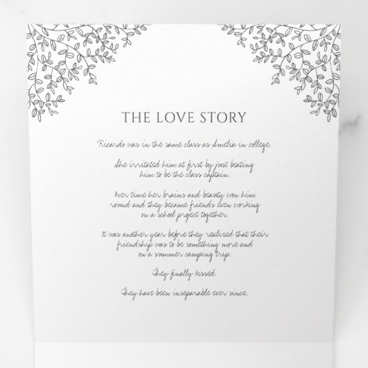 Programme Trois Volets Monogramme gris charbon noir art histoire d'amour (Intérieur en premier)