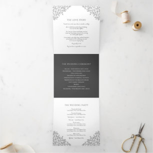 Programme Trois Volets Monogramme gris charbon noir art histoire d'amour
