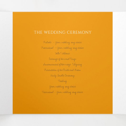 Programme Trois Volets Monogramme orange Brown dédicace photo mariage Tri (Intérieur au milieu)