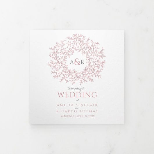Programme Trois Volets monogramme rose Dusty mariage de dévouement (Protection)