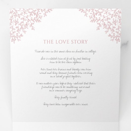 Programme Trois Volets monogramme rose Dusty mariage de dévouement (Intérieur en premier)