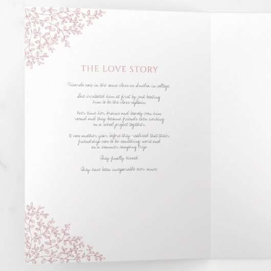 Programme Trois Volets monogramme rose Dusty mariage de dévouement (Intérieur en premier)