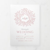 Programme Trois Volets monogramme rose Dusty mariage de dévouement (Page de couverture)