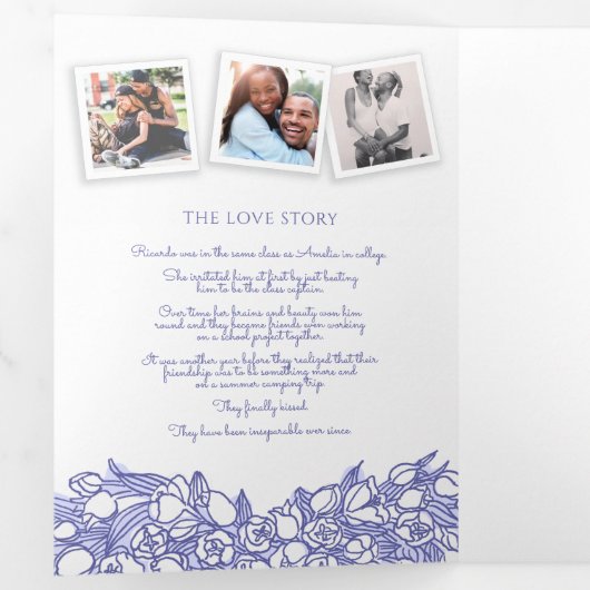 Programme Trois Volets monogramme tulips histoire dévouement mariage (Intérieur en premier)