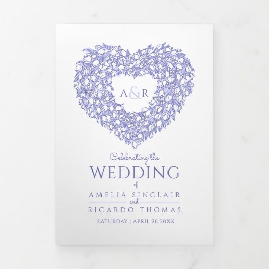 Programme Trois Volets monogramme tulips histoire dévouement mariage (Page de couverture)