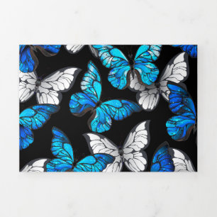 Programme Trois Volets Motif sans couleur foncée avec papillons bleus Mor