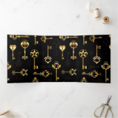 Programme Trois Volets Motif sans couture avec des clés dorées (Intérieur)