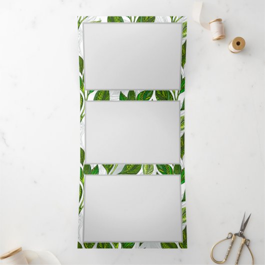 Programme Trois Volets Motif sans couture avec Feuilles de thé vert (Intérieur)