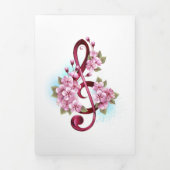 Programme Trois Volets Musical treble clef notes with sakura flowers (Page de couverture)