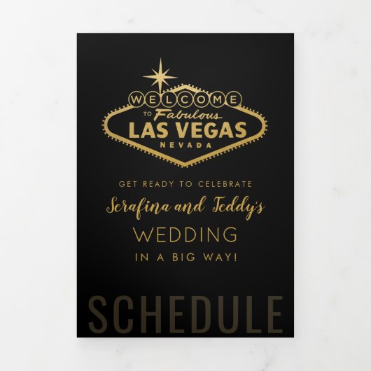 Programme Trois Volets Nevada Vegas Mariage invité Calendrier de bienvenu (Page de couverture)