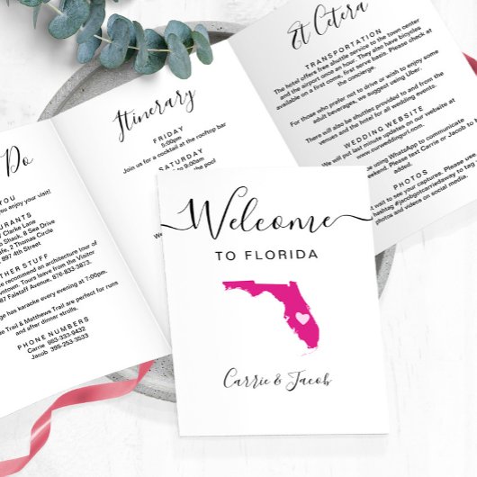 Programme Trois Volets N'importe quelle couleur Floride Mariage Welcome B