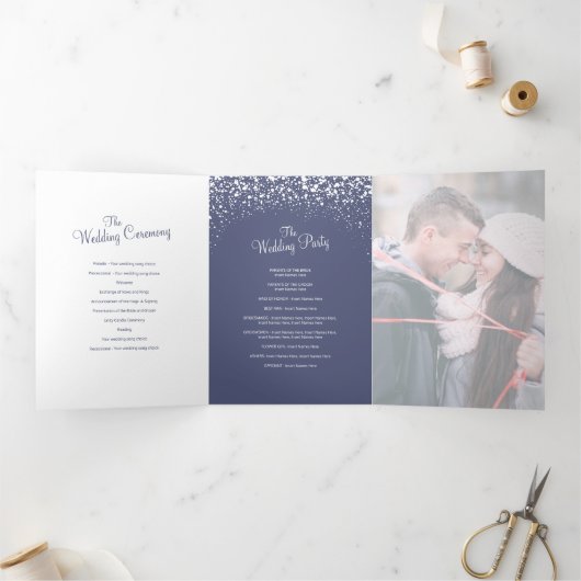 Programme Trois Volets Noël hiver arbres de mariage lac bleu (Intérieur)