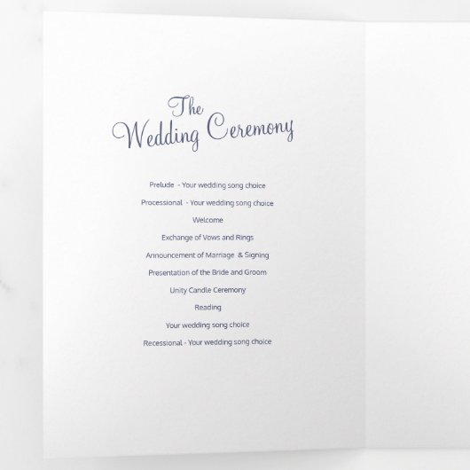 Programme Trois Volets Noël hiver chute neige graphique mariage bleu (Intérieur en premier)