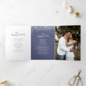 Programme Trois Volets Noël hiver chute neige graphique mariage bleu (Intérieur)