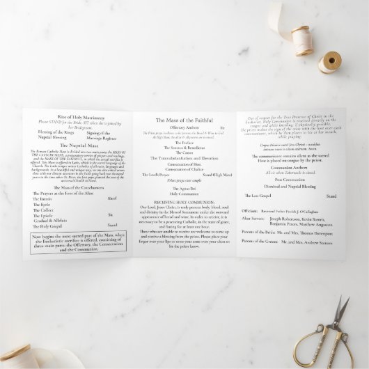 Programme Trois Volets Nuptial Grace Catholic Wedding (Intérieur)