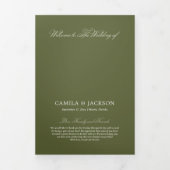 Programme Trois Volets Olive Green Wedding Ceremony (Page de couverture)