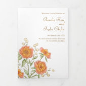 Programme Trois Volets Orange Rose Wedding Programs (Page de couverture)