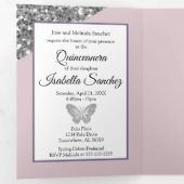 Programme Trois Volets Parties scintillant violette photo Quinceanera Tri (Intérieur en premier)