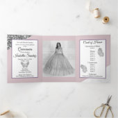 Programme Trois Volets Parties scintillant violette photo Quinceanera Tri (Intérieur)