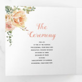 Programme Trois Volets Pêche fleurs d'aquarelle, feuilles verts, photo (Intérieur en premier)