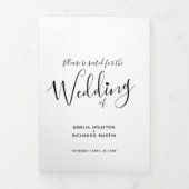 Programme Trois Volets Petit script de coeur blanc noir blanc mono mariag (Page de couverture)