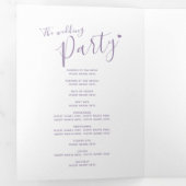 Programme Trois Volets Petit script de coeur blanc violet blanc mariage (Intérieur en premier)