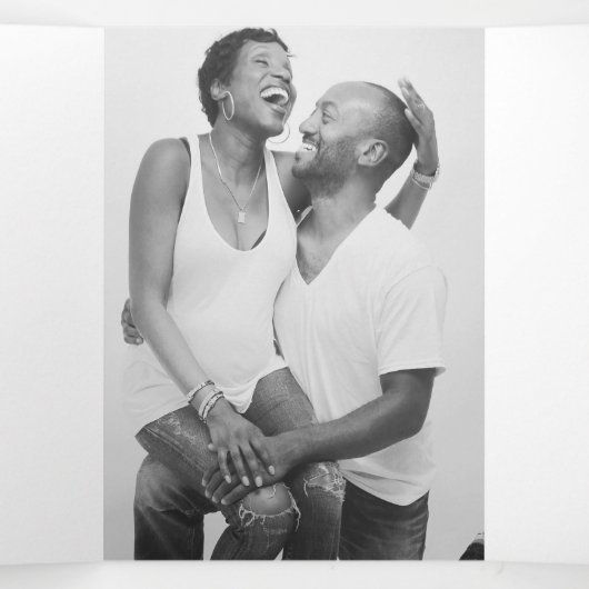 Programme Trois Volets Petit script de coeur blanc violet blanc mariage (Intérieur au milieu)