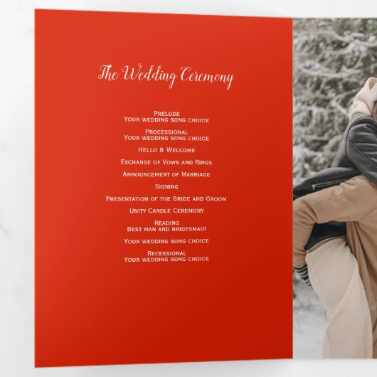 Programme Trois Volets Photos d'aquarelle de cônes de mariage d'hiver (Intérieur en premier)