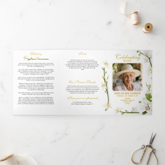 Programme Trois Volets Poème photo multiple White Orchid Lily (Extérieur)