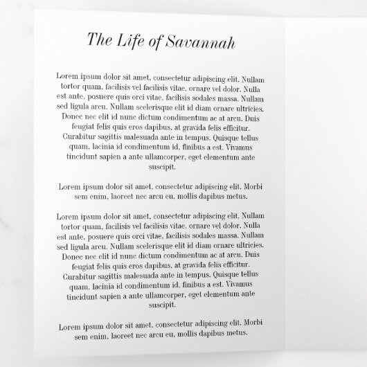 Programme Trois Volets Pour toujours dans nos coeurs Photos Funérailles (Intérieur en premier)