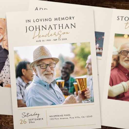 Programme Trois Volets Printed Funeral Photo Collage Memorial