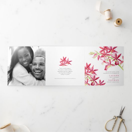 Programme Trois Volets Red Phaiocalanthe mariage d'aquarelle orchidée de  (Extérieur)