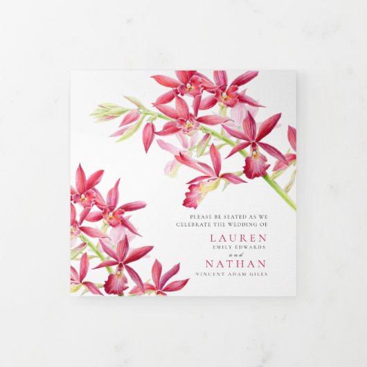 Programme Trois Volets Red Phaiocalanthe mariage d'aquarelle orchidée de  (Protection)