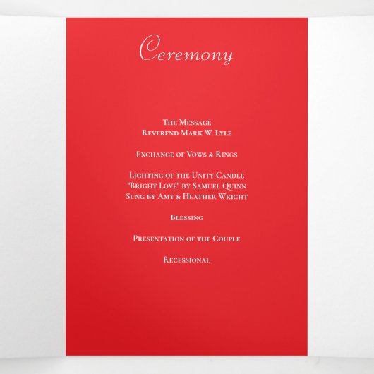 Programme Trois Volets Red Rose Romantic Wedding Programs (Intérieur au milieu)