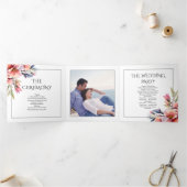 Programme Trois Volets Rhododendron fleurs rose pêche florale mariage (Intérieur)
