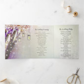 Programme Trois Volets Rose violet bleu Fairy Lights Boho Forest Mariage (Intérieur)