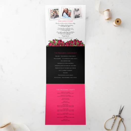 Programme Trois Volets Rouge tulipes coeur art histoire dévouement mariag (Intérieur)