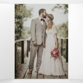 Programme Trois Volets Rustic Blue Seashells Beach Mariage Photo (Intérieur au milieu)