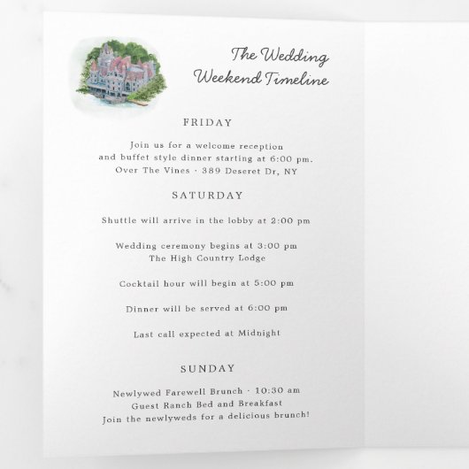 Programme Trois Volets Rustic River Wedding Program (Intérieur en premier)