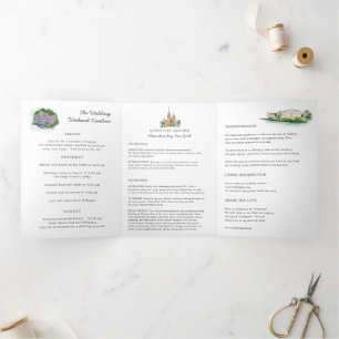 Programme Trois Volets Rustic River Wedding Program