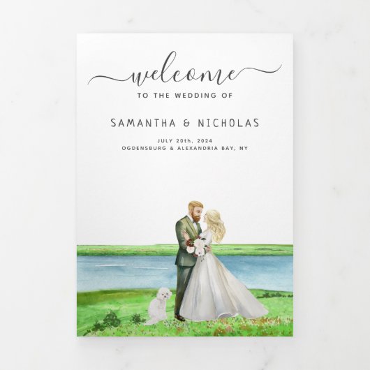 Programme Trois Volets Rustic River Wedding Program (Page de couverture)