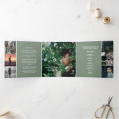 Programme Trois Volets Sage green white Funérailles service personnalisé (Intérieur)