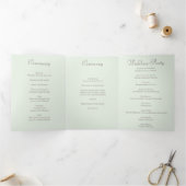 Programme Trois Volets Sage Green White Rose Wedding Programs (Intérieur)