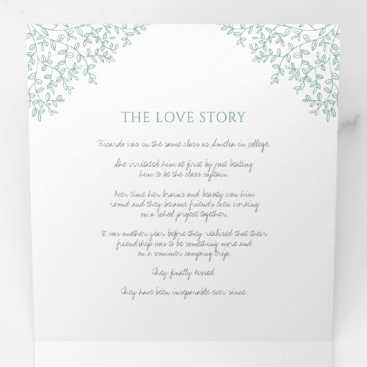 Programme Trois Volets Sage vert monogramme art histoire dévouement maria (Intérieur en premier)