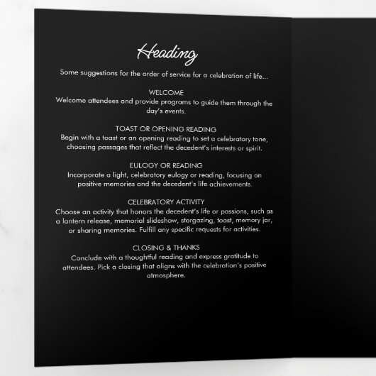 Programme Trois Volets Script moderne 8 photos funérailles/mémorial (Intérieur en premier)