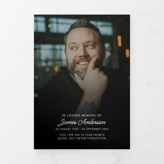 Programme Trois Volets Script moderne 8 photos funérailles/mémorial (Page de couverture)