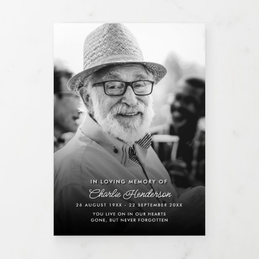 Programme Trois Volets Script moderne 8 photos funérailles/mémorial (Page de couverture)