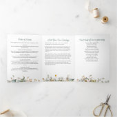 Programme Trois Volets Script moderne Floral 2-Photo Funérailles/Mémorial (Intérieur)